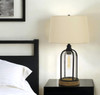 27" Brown Metal Two Light Globe Table Lamp with Eggshell Empire Shade