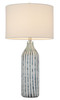 30" Aqua and Gray Glass Table Lamp with White Drum Shade
