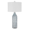 30" Aqua and Gray Glass Table Lamp with White Drum Shade