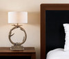 27" Brown Rustic Faux Antlers Table Lamp with White Drum Shade