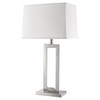 30" Silver Metal Table Lamp with White Rectangular Shade