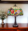 23" Dark Brown Metal Two Light Candlestick Table Lamp with Brown and Ivory Shade