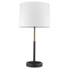 31" Black and Gold Metal Table Lamp with White Empire Shade