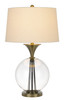 31" Bronze Metal Globe Table Lamp with White Empire Shade