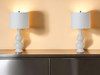 Set of Two 34" Off White Ceramic Gourd Table Lamp with Off White Drum Shade