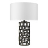 26" Black Metal Column Table Lamp with White Drum Shade
