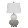 Set of Two 24" Silver Metal Two Light Desk Table Lamps with White Globe Shade