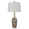 Set of Two 30" Silver Metal Two Light Bedside Table Lamps with White Globe Shade