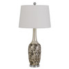 Set of Two 30" Silver Metal Two Light Bedside Table Lamps with White Globe Shade