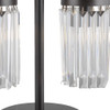 18" Black Iron Two Light Cylinder Bedside Table Lamp with Clear Cylinder Shade