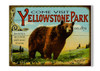 Yellowstone National Park Bear and Meadow Scene Wall Sign Wood or Metal