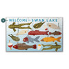 Swan Lake Welcome Lake Life Lures Wall Sign Wood or Metal