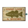 Hook Line Bait Tackle & Sinker Wall Sign Wood or Metal