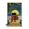 Tropical Beach Night Scene Kids with Puppy Wall Sign Wood or Metal