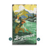 Bozeman MT Vintage Fly Fishing River Scene Distressed Wall Sign Wood or Metal
