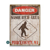 Personalized Danger Sasquatch Area Pierce County WA Wall Sign Wood or Metal