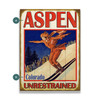 Personalized Aspen Colorado Skier in Mid Descent Wall Sign Wood or Metal