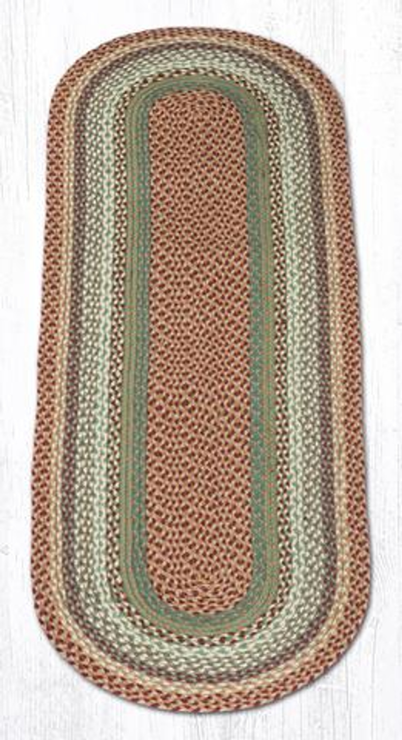 2' x 6' Buttermilk Cranberry Braided Jute Oval Runner Rug Floor Rug