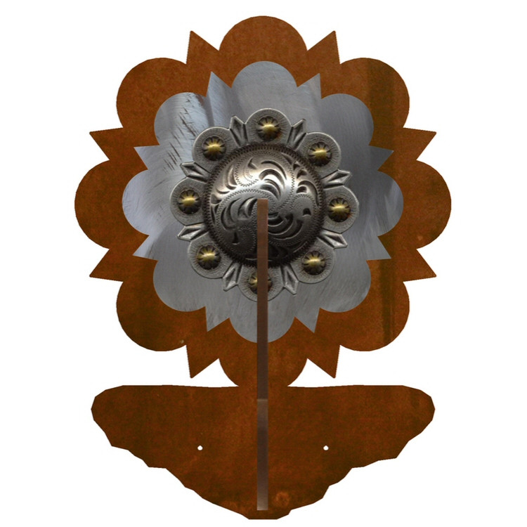 Burnished Round Old Silver Berry Concho Double Metal Wall Hook