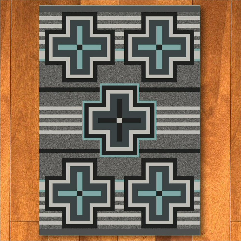 4' x 5' Whisky River Turquoise Southwest Rectangle Nylon Area Rug