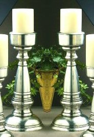 14" Antique Silver Pillar Candle Holders, Set of 2 Candle Accessories
