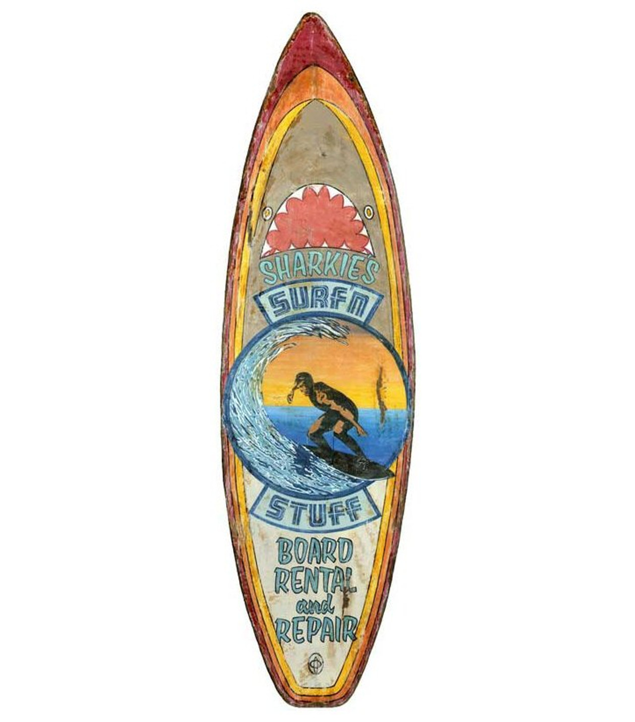 Custom Sharkies Surf n Stuff Surfboard Cutout Vintage Style Metal Sign ...