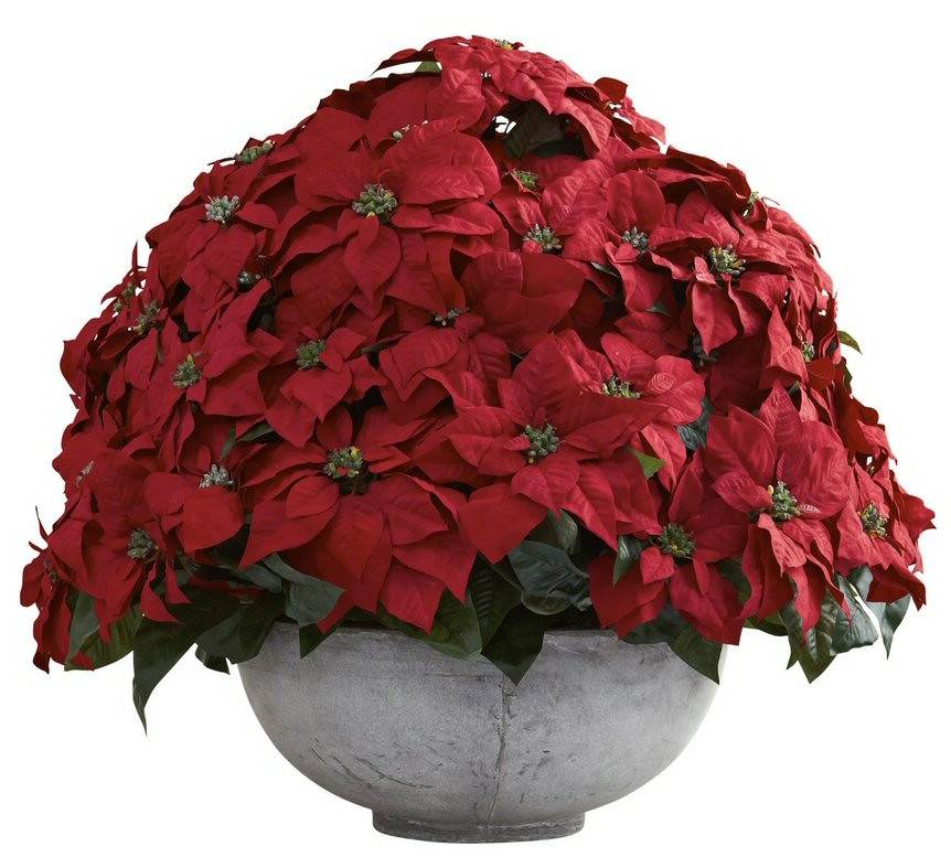 Giant Poinsettia Silk Flower Arrangement with Decorative Planter