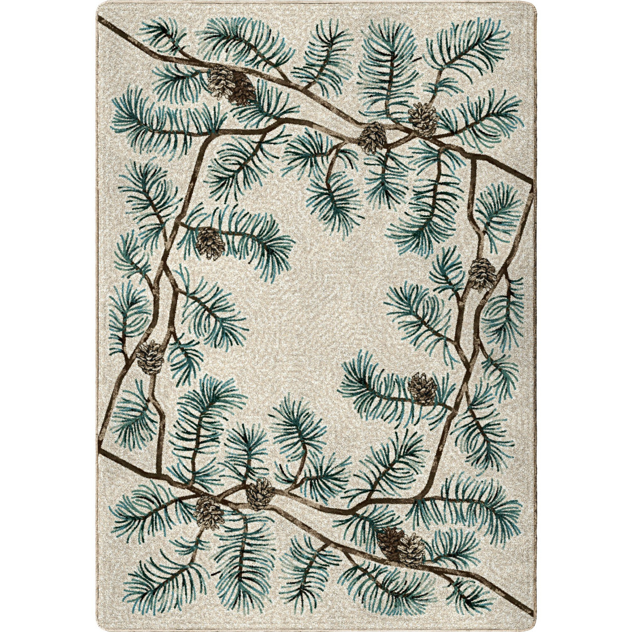 5' x 8' Pine Bough Border Nature Rectangle Nylon Area Rug - Floor Rug ...