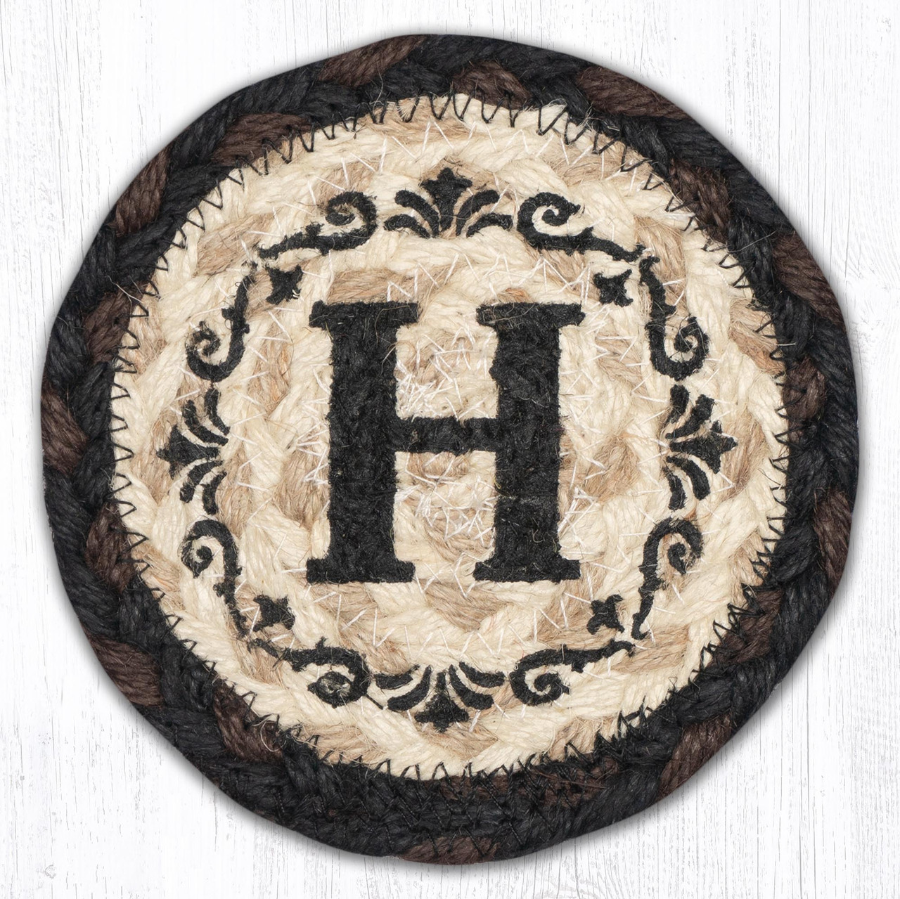 X Monogram Printed Jute Coaster by Harry W. Smith Drink Coaster