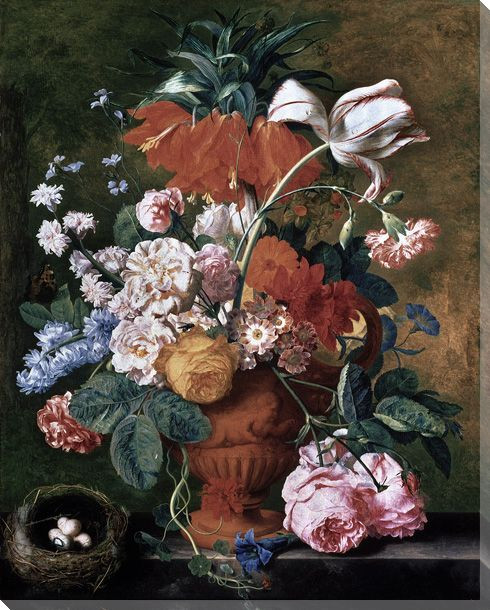 A Vase of Rich Summer Flowers Wrapped Canvas Giclee Print | Colorful ...