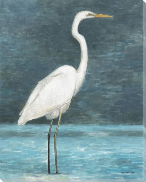 White Egret Bird I Wrapped Canvas Giclee Print Wall Art Wall Decor