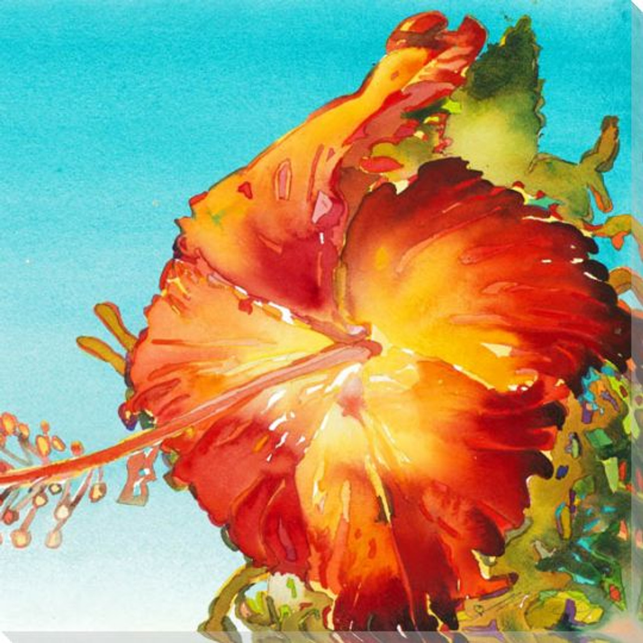 Aloha Hibiscus Flower Wrapped Canvas Giclee Print Wall Art Wall Decor Artwork