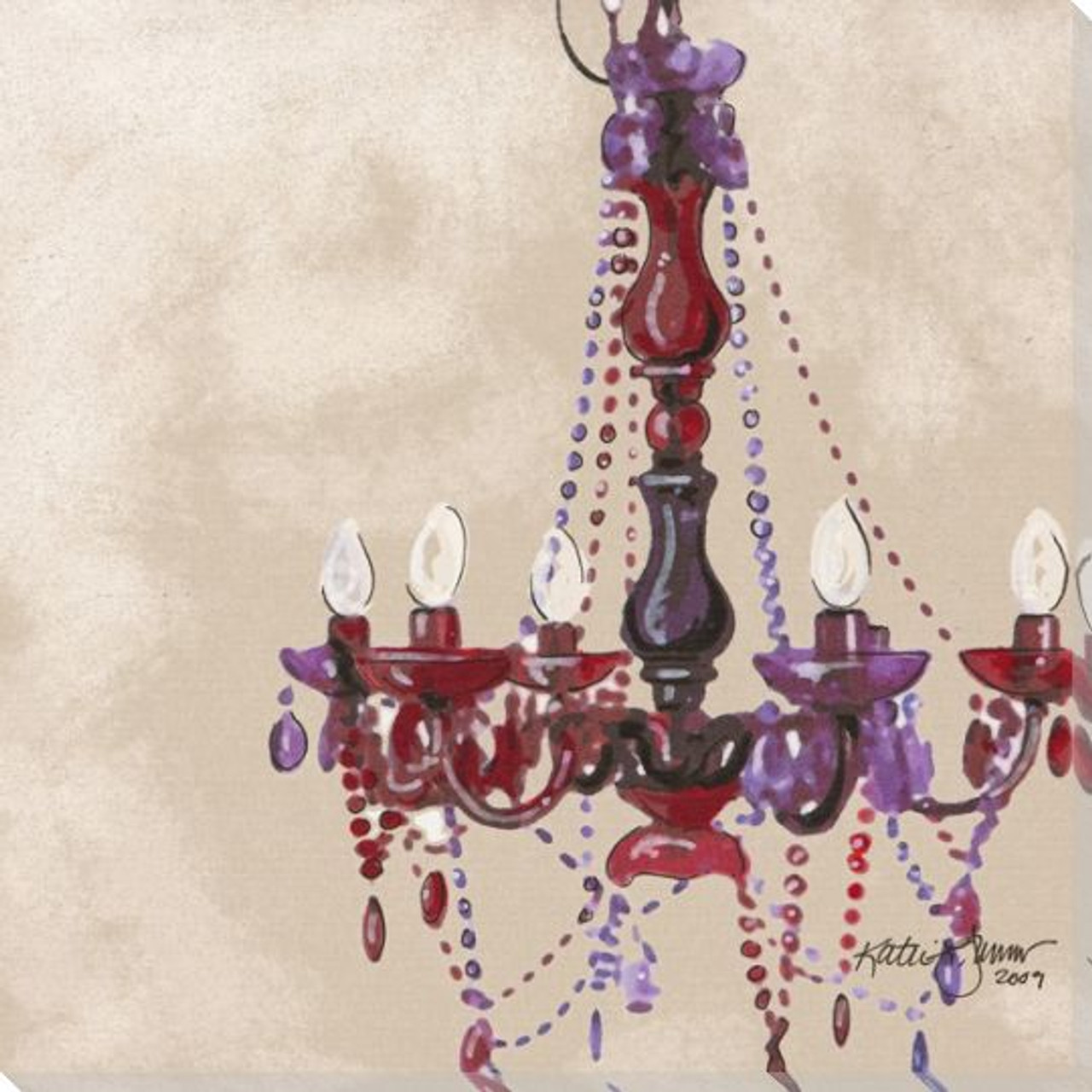 Lady In Red Chandelier Wrapped Canvas Giclee Print Wall Art Wall