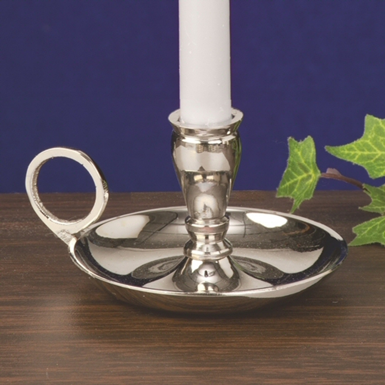 Shiny Nickel Chamberstick Taper Candle Holders, Set of 6 - Candle