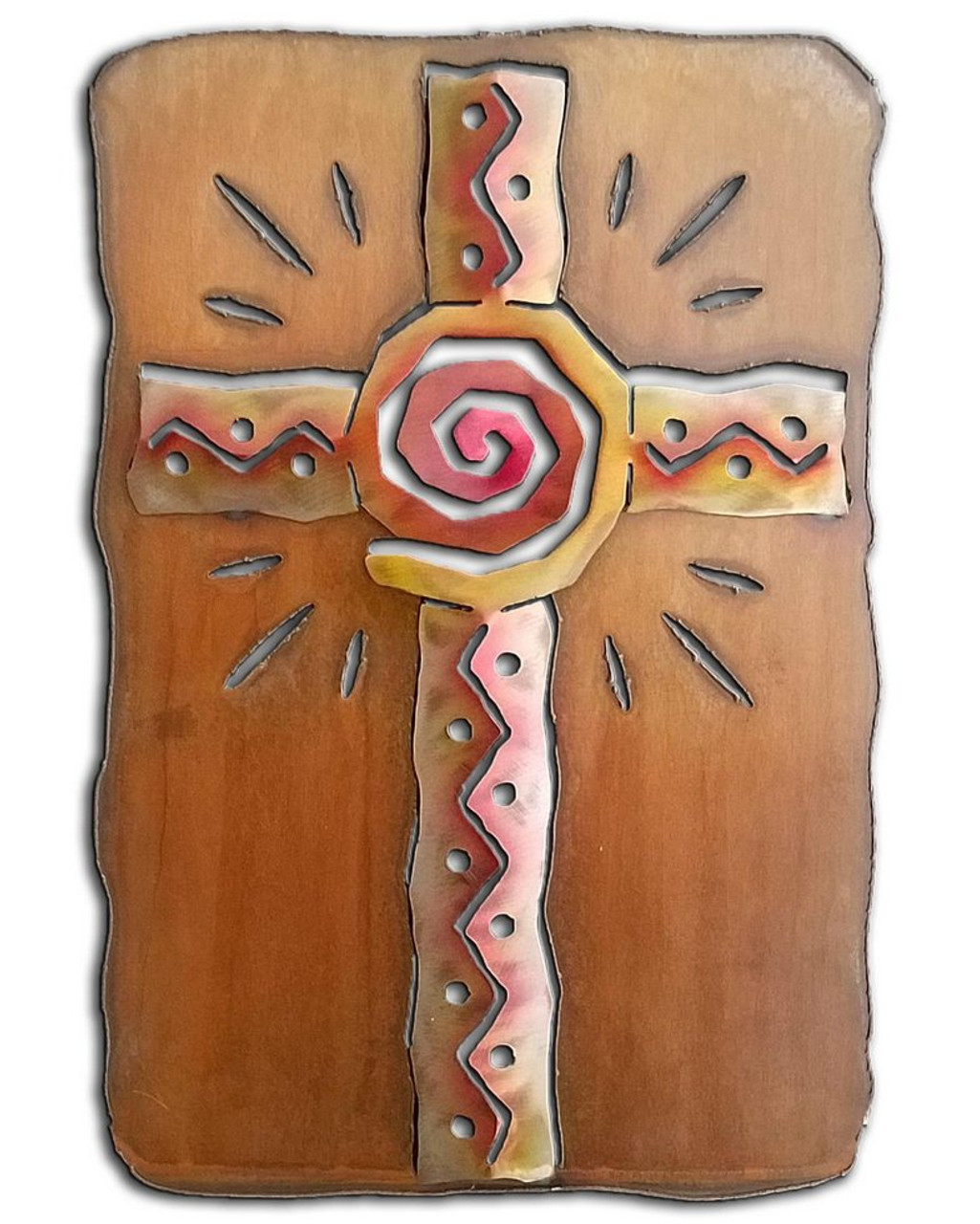 Cut Out Southwest Cross Sunset Swirl Metal Wall Art Southwest Wall Decor Chris Crooks Designs