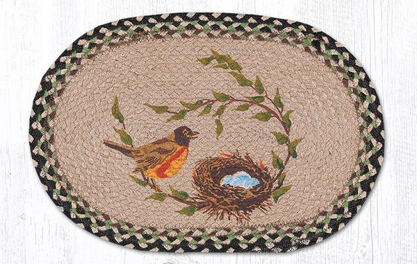 Robins Nest Braided Jute Oval Placemat by Diane Kwasnik Tableware