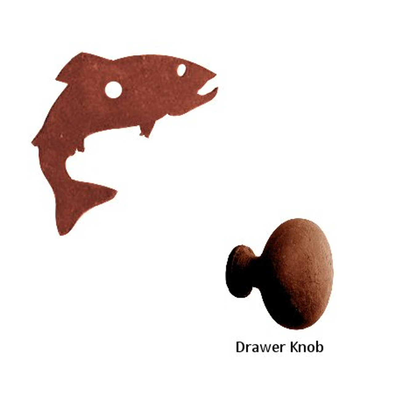 Trout Fish Metal Drawer Pull with Back Plate - Drawer Knob - Cabinet  Hardware