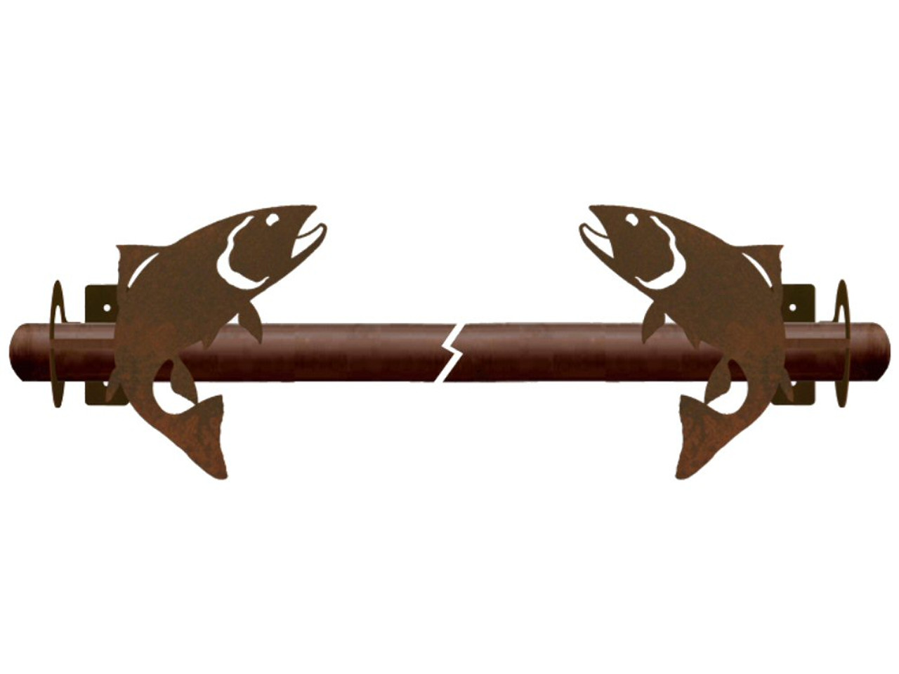 Trout Fish Metal Curtain Rod Holders - Rustic Curtain Accessories