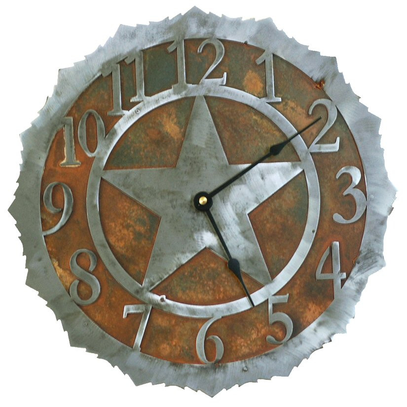 12 Texas Star Metal Wall Clock Rustic Wall Decor 12 Texas Star Metal Wall Clock Rustic Wall Decor
