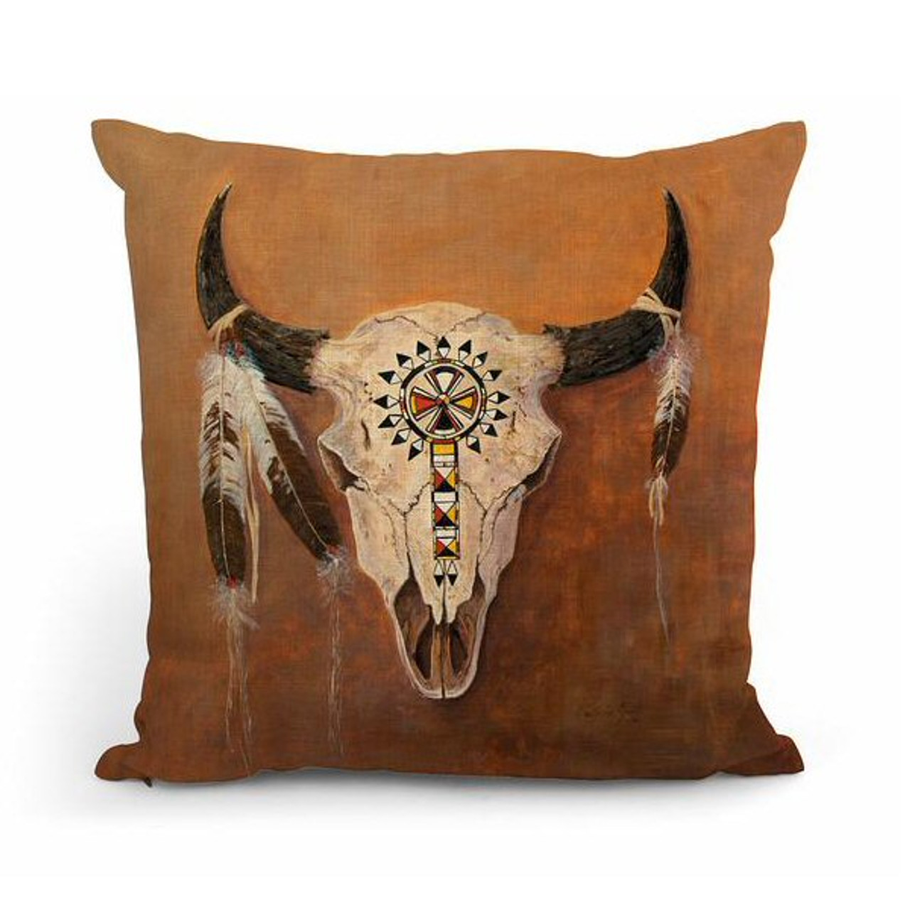 18 Big Medicine Buffalo Skull Decorative Square Throw Pillows, Set of 4 - Accent  Pillow - Wild Wings