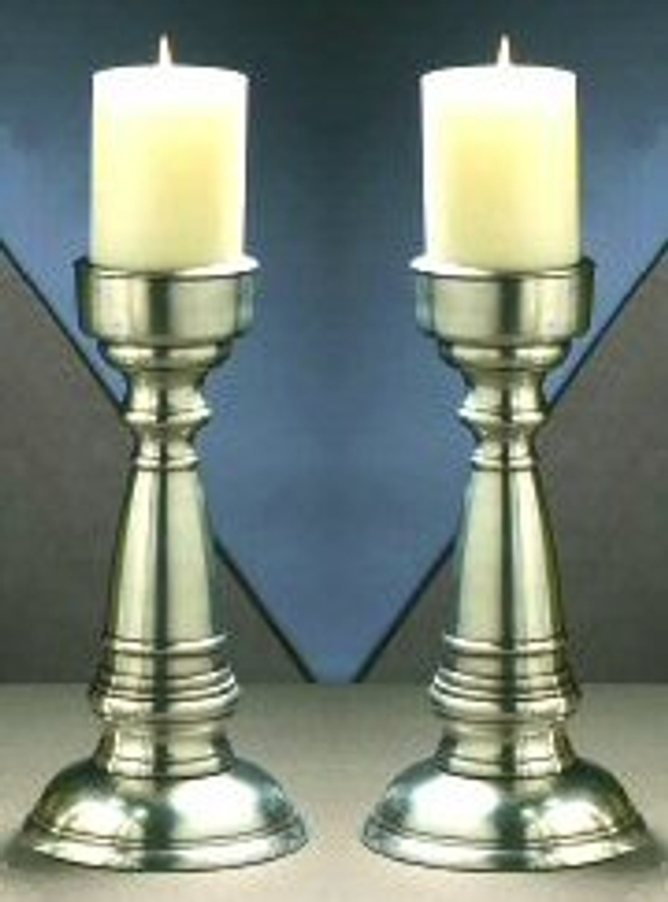 12 25 Antique Silver Pillar Candle Holders Set Of 2 Candle
