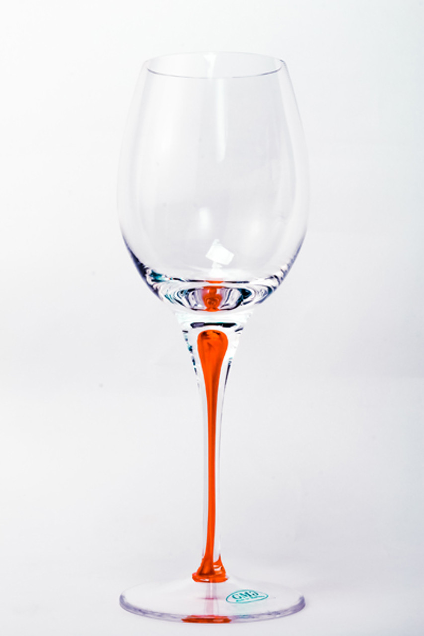 Tears and Cheers Crystal Red Wine Glasses with Orange Stem, Set of 4