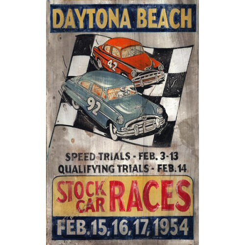 Auto Races Sign Custom Daytona Beach Stock Car Races Vintage Style Metal Sign ...