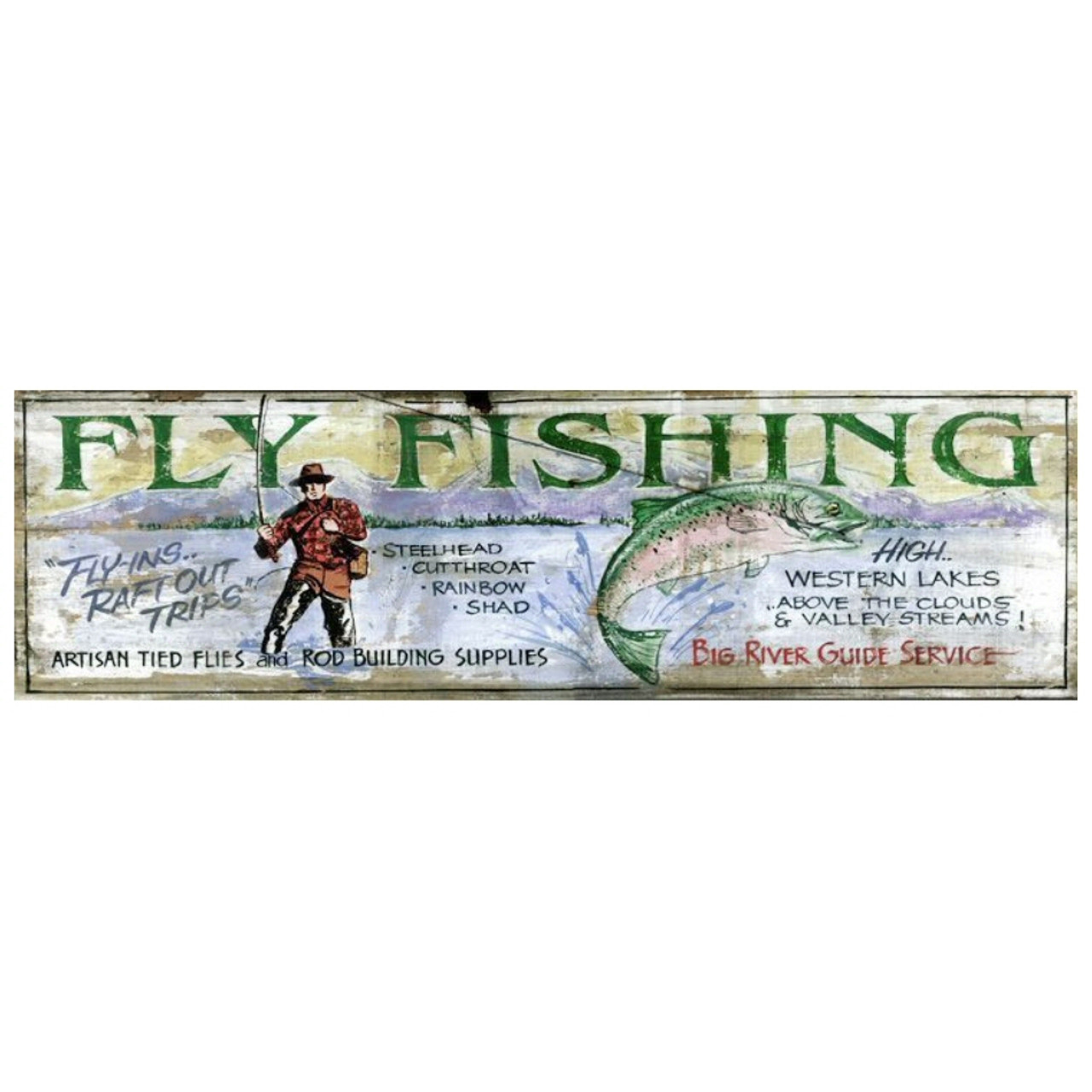Custom Big River Fly Fishing Vintage Style Metal Sign