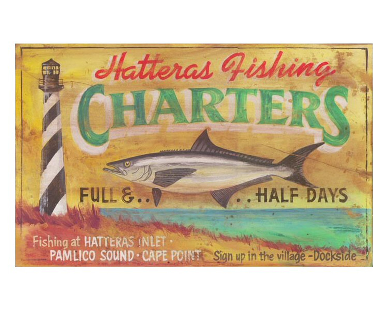 Custom Hatteras Fishing Charters Vintage Style Metal Sign - Personalized  Antique Aluminum Sign