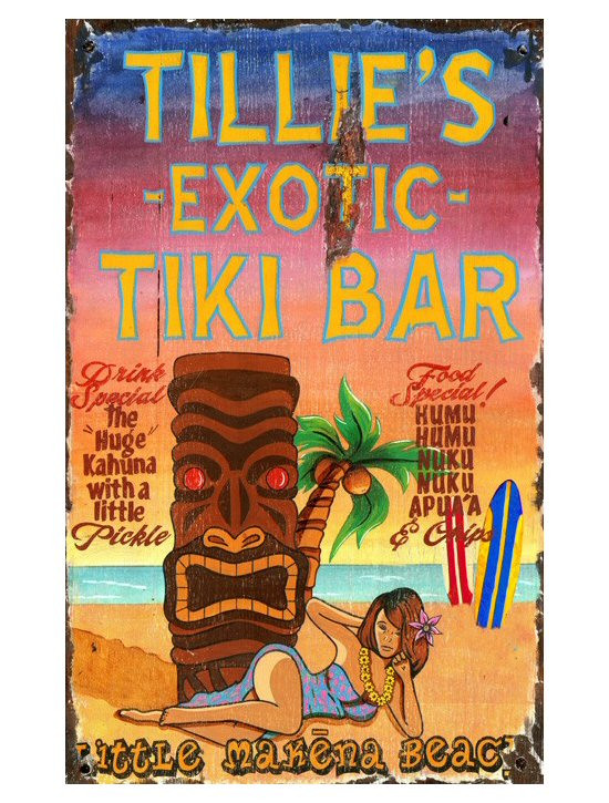 Customizable Tiki Bar Vintage Style Wooden Sign - Personalized