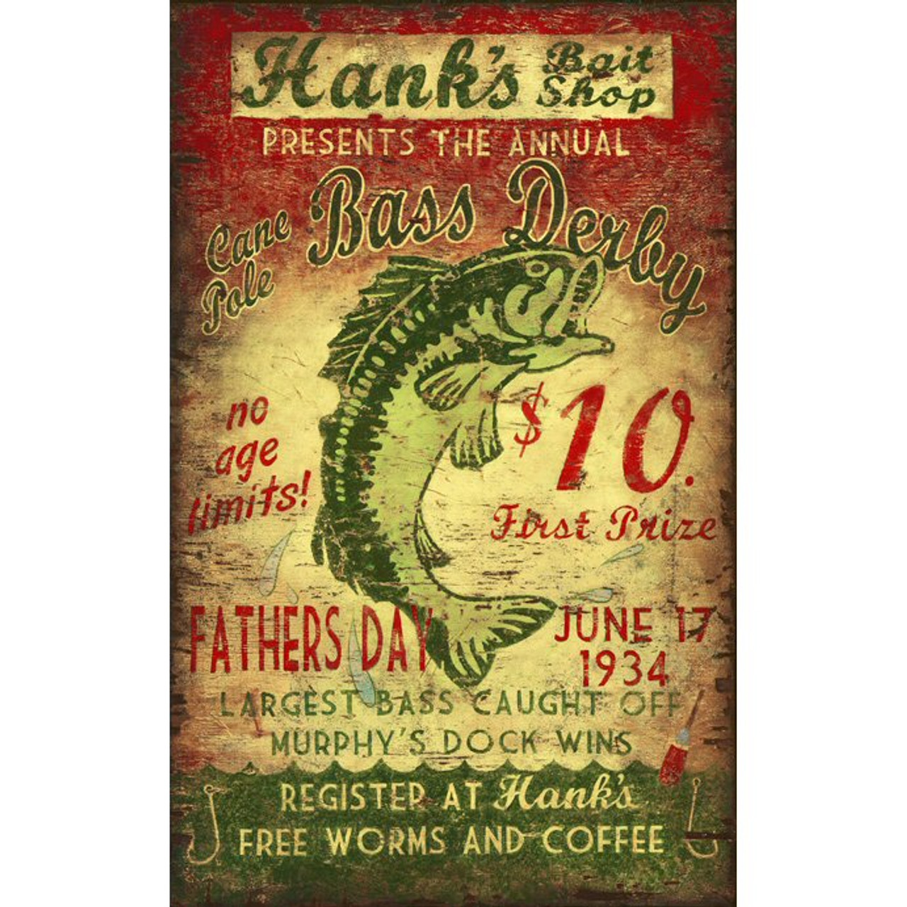 Gone Fishing Signs Vintage Christmas Decorations Tin Metal Sign