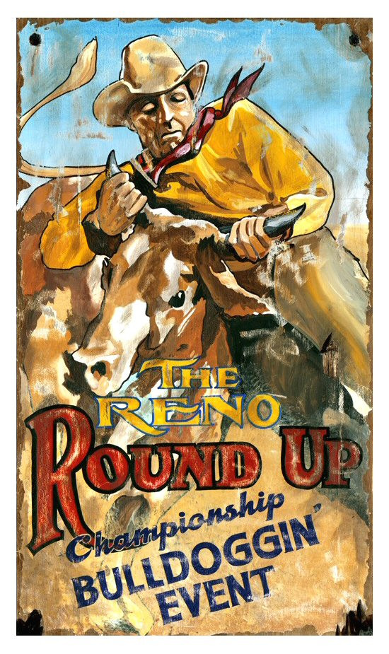 Customizable Reno Rodeo Bulldoggin Vintage Style Wooden Sign ...