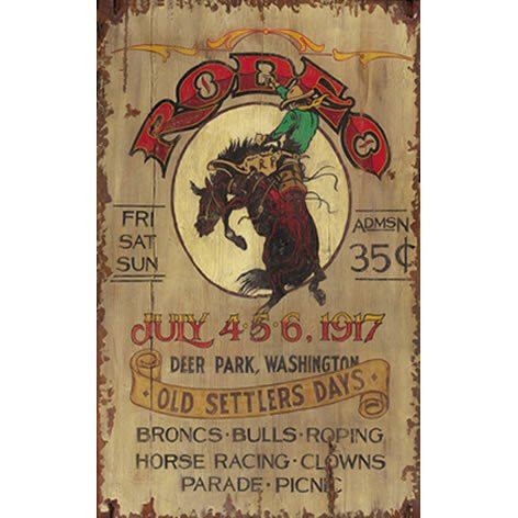 Old Time Rodeo Sign Customizable Bronco Rodeo Old Settlers Day Vintage Style Wooden Sign ...