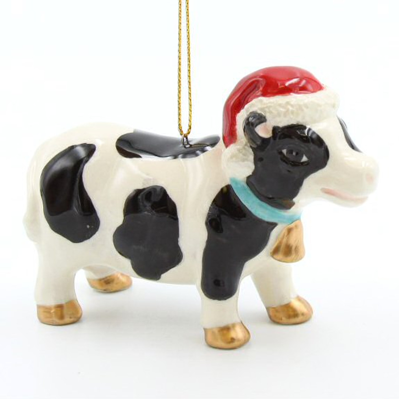 Christmas Cow Wearing A Santa Hat Christmas Tree Ornaments Set Of 4 Christmas Decorations Cosmos